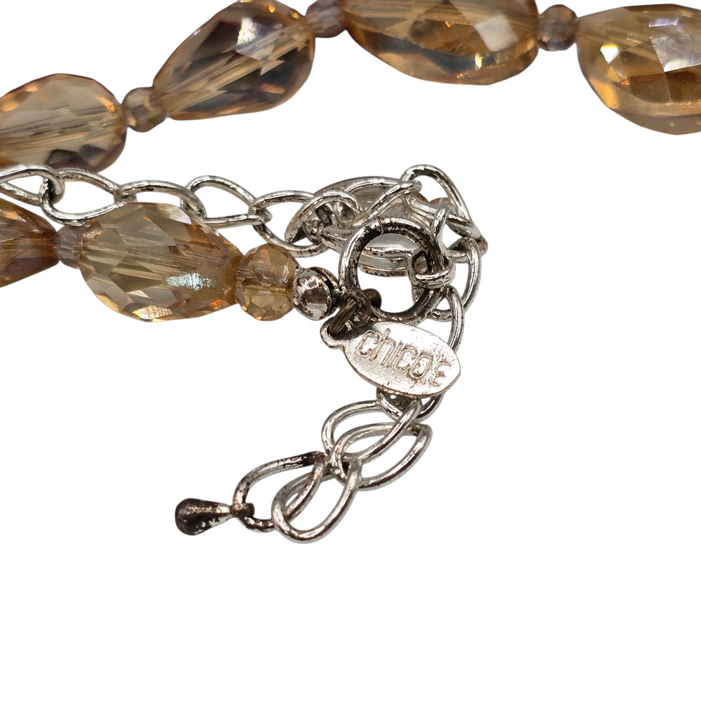 Chico's Necklace Chicos Bib Beaded Black Teardrop Crystal Multicolor 16" SK2900 - Picture 4 of 8